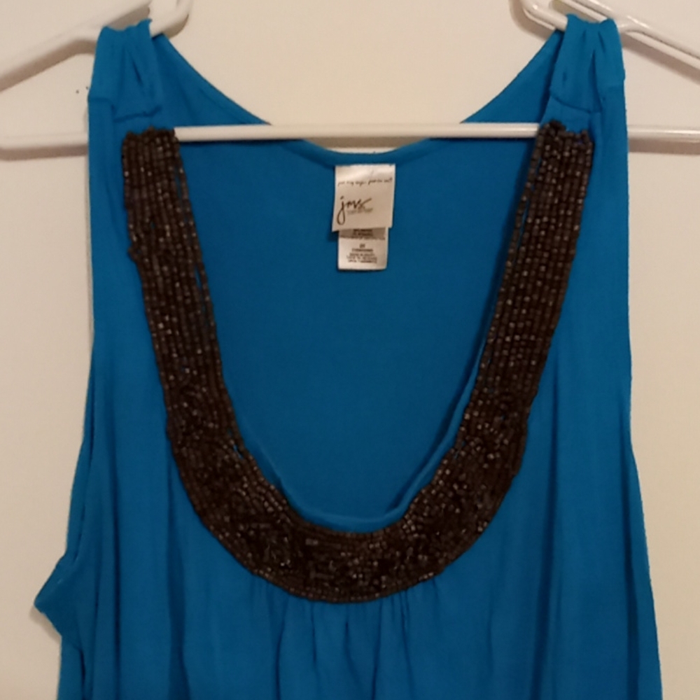 Ladies Just My Size blue beaded top